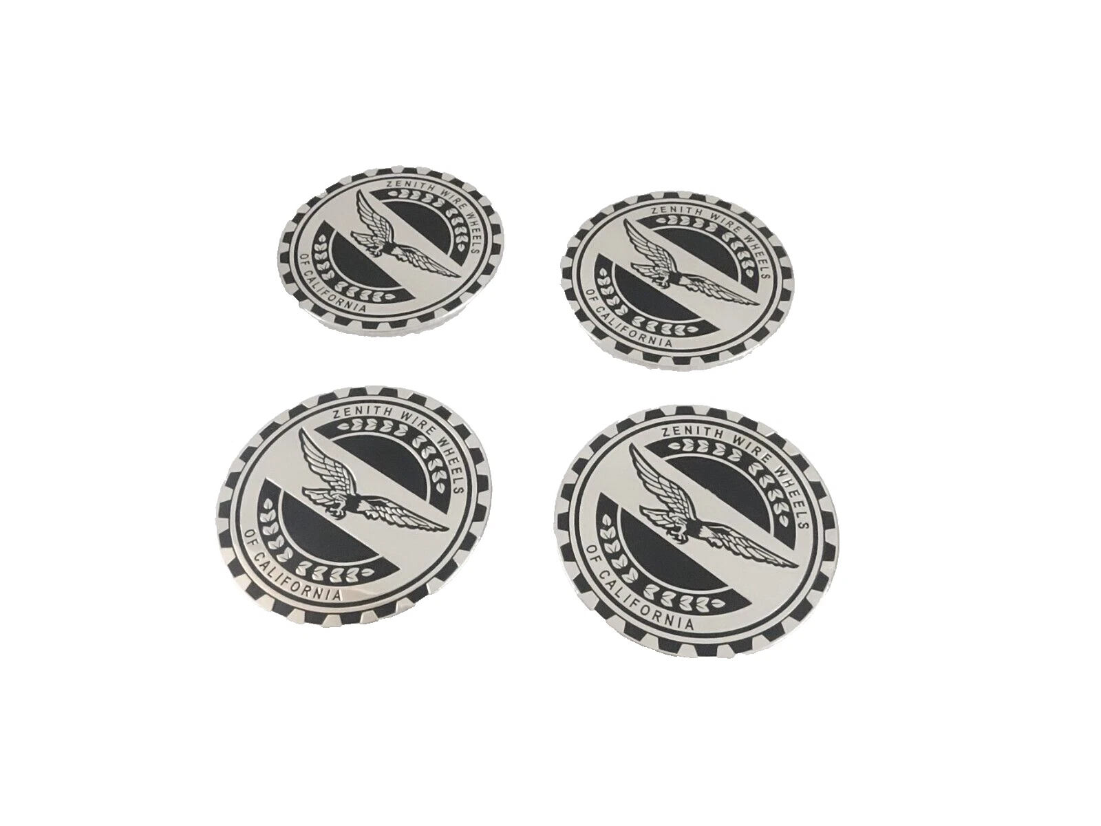 4X WIRE WHEEL CHIPS METAL EMBLEMS 2.25"/60MM FITS TO ZENITH CALIFORNIA #V306-8