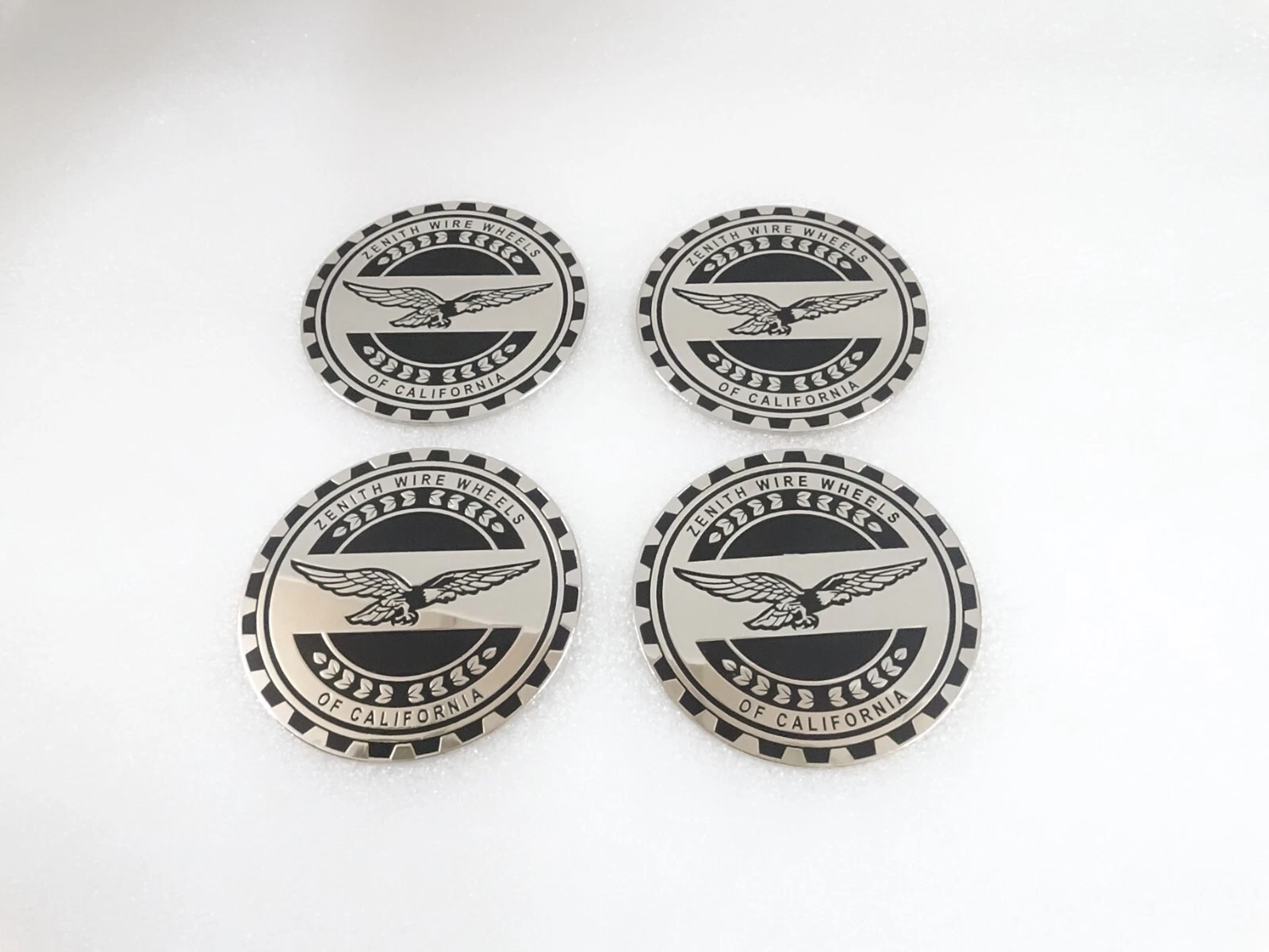 4X WIRE WHEEL CHIPS METAL EMBLEMS 2.25"/60MM FITS TO ZENITH CALIFORNIA #V306-8
