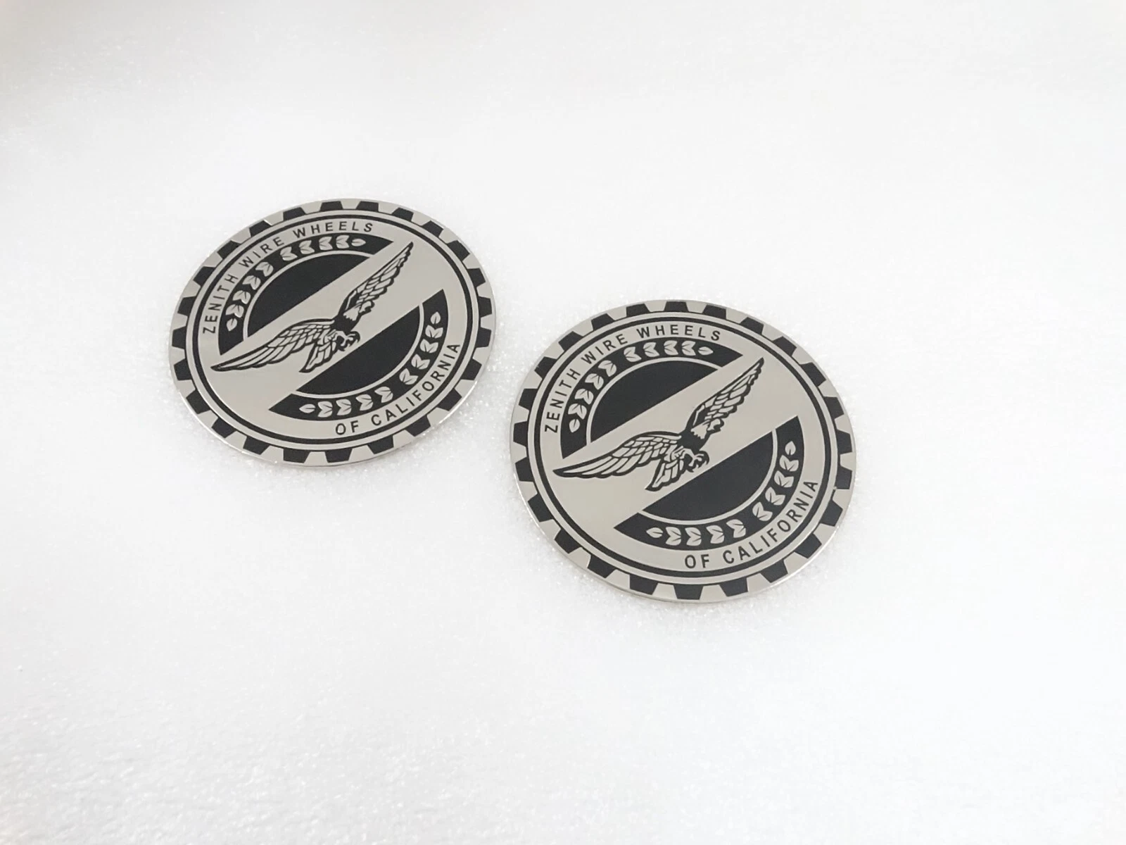 4X WIRE WHEEL CHIPS METAL EMBLEMS 2.25"/60MM FITS TO ZENITH CALIFORNIA #V306-8