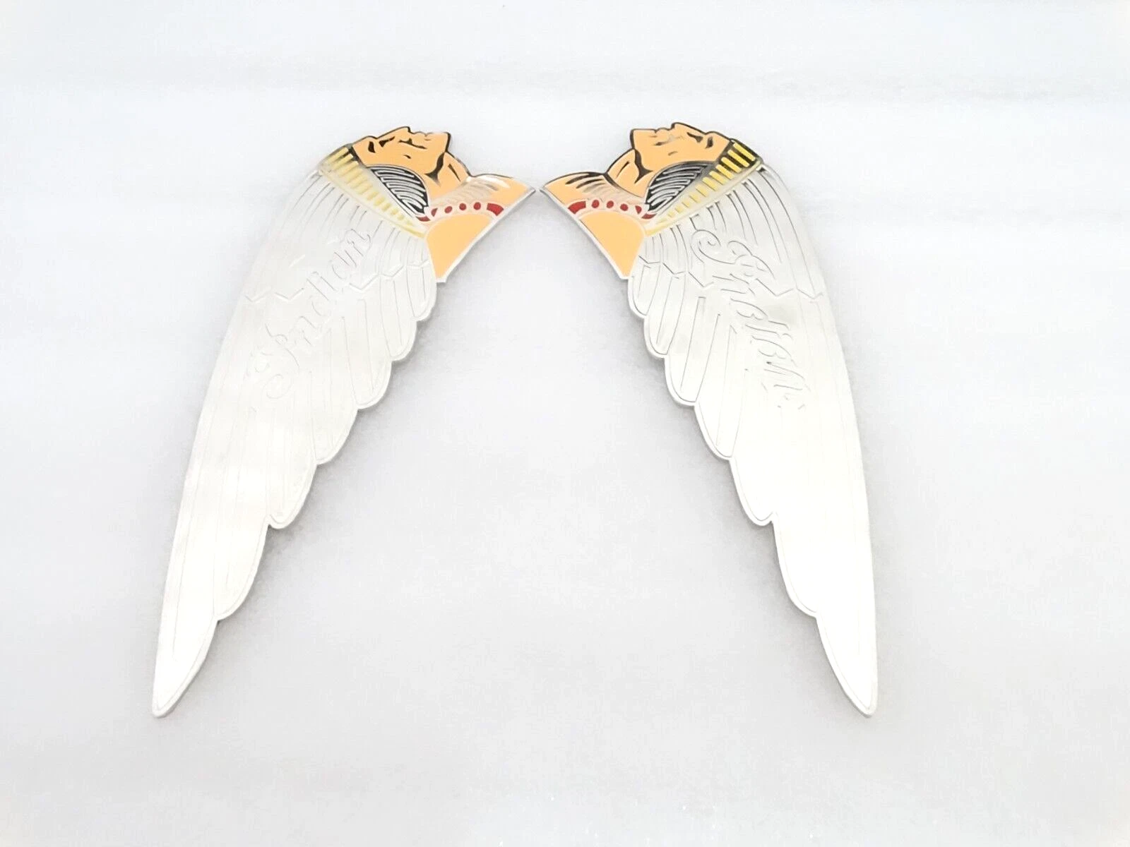 BRASS EMBLEMS BADGES FITS VINTAGE EARLY INDIAN SCOUT FUEL PETROL TANK IN SILVER