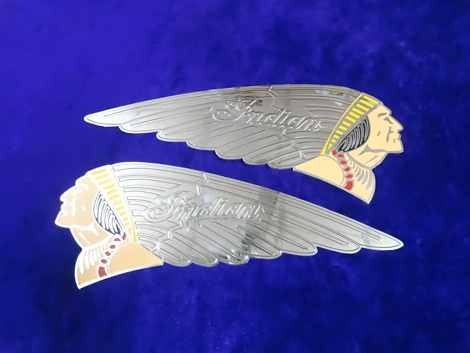 BRASS EMBLEMS BADGES FITS VINTAGE EARLY INDIAN SCOUT FUEL PETROL TANK IN SILVER