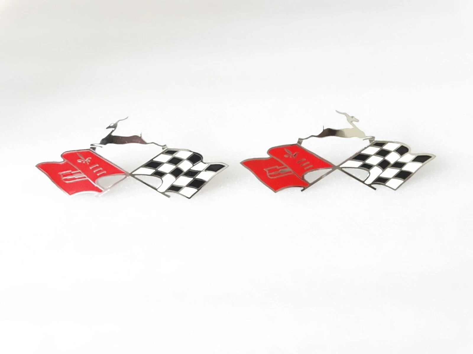 Chrome Quarter Panel Emblem Cross Flag (Pair) For 1961 Chevrolet Impala #18D20
