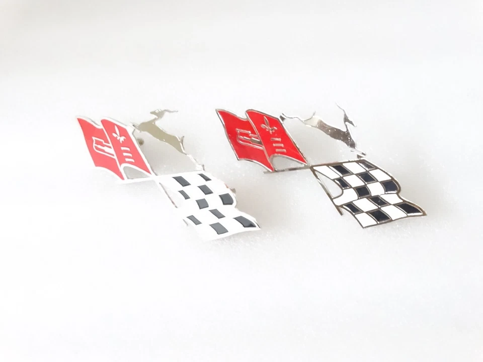 Chrome Quarter Panel Emblem Cross Flag (Pair) For 1961 Chevrolet Impala #18D20