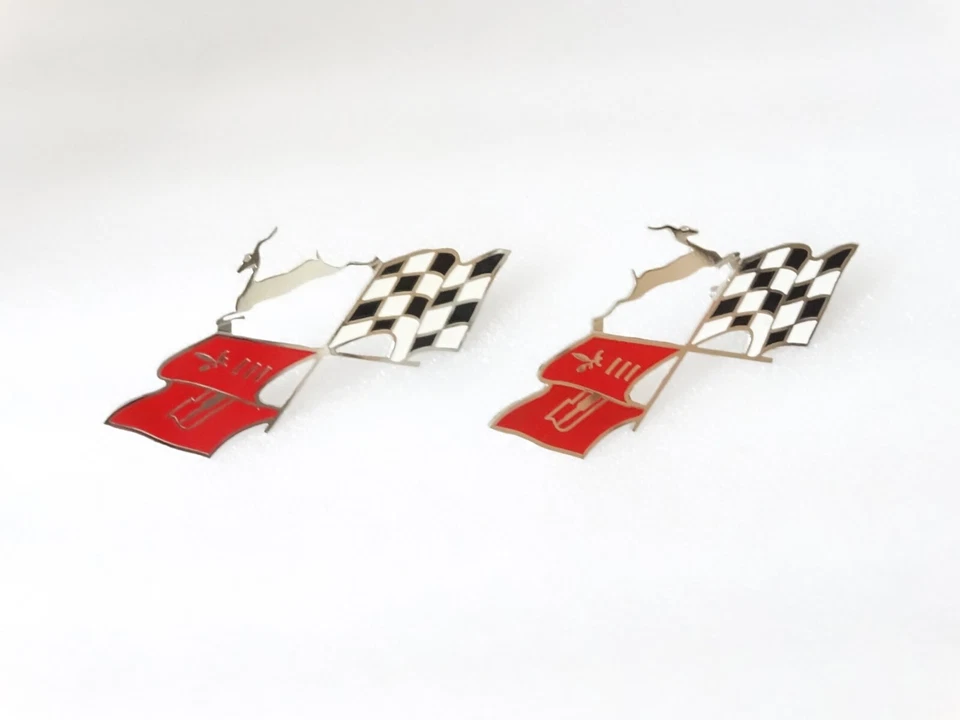 Chrome Quarter Panel Emblem Cross Flag (Pair) For 1961 Chevrolet Impala #18D20