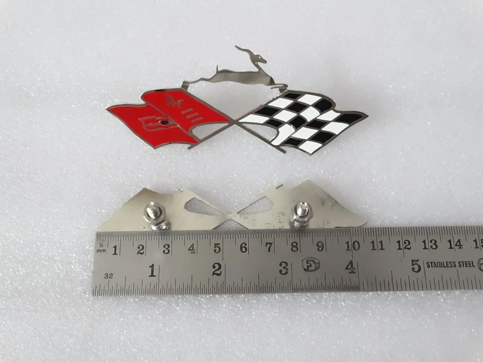 Chrome Quarter Panel Emblem Cross Flag (Pair) For 1961 Chevrolet Impala #18D20