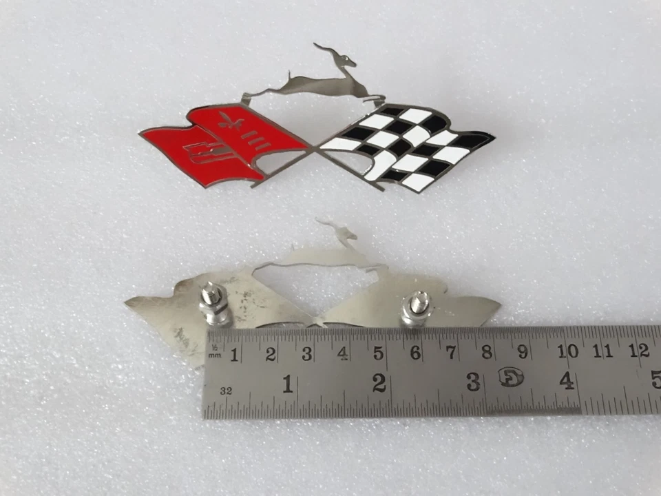 Chrome Quarter Panel Emblem Cross Flag (Pair) For 1961 Chevrolet Impala #18D20