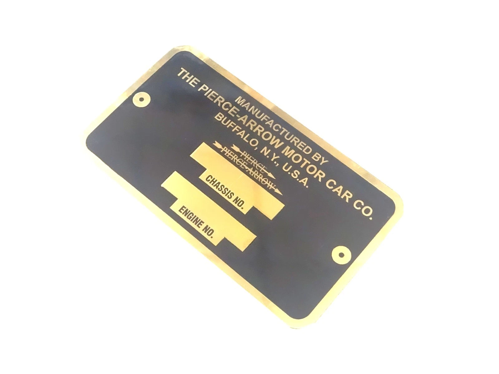 BRASS DATA PLATE FITS TO VINTAGE PIERCE ARROW MOTOR CAR COMPANY #V490-8