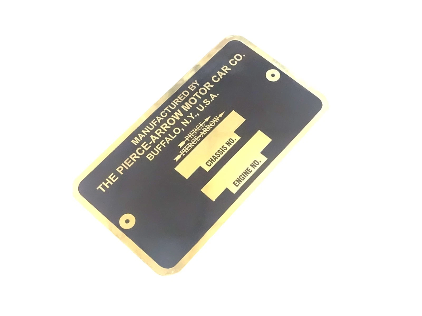 BRASS DATA PLATE FITS TO VINTAGE PIERCE ARROW MOTOR CAR COMPANY #V490-8