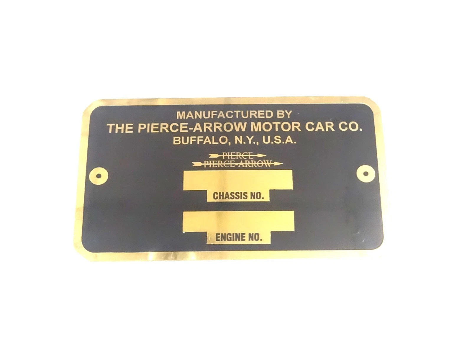 BRASS DATA PLATE FITS TO VINTAGE PIERCE ARROW MOTOR CAR COMPANY #V490-8