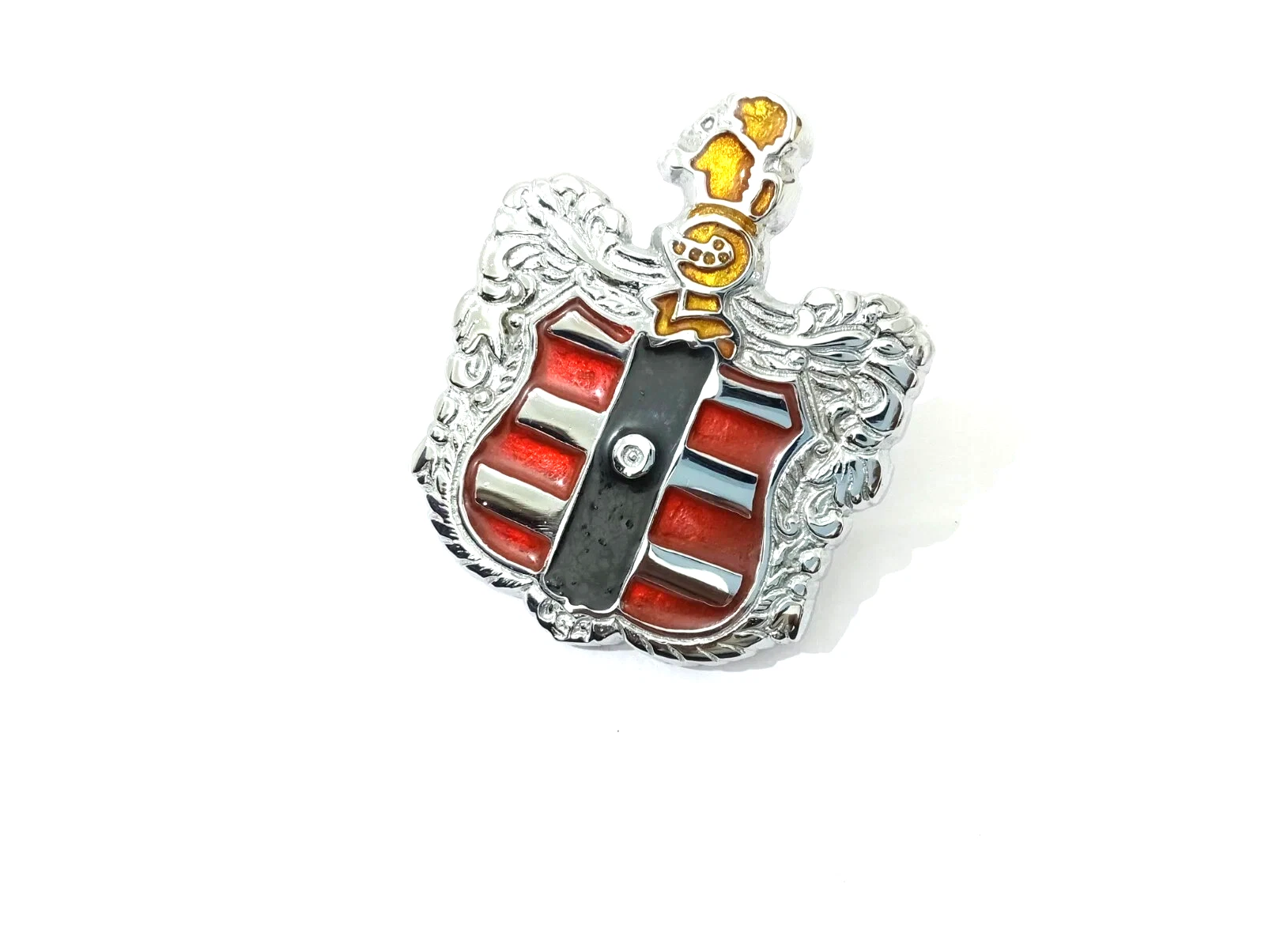 Brass Chrome Shield Emblem Hood Crest Badge Red Black Yellow FITS Dodge Coronet
