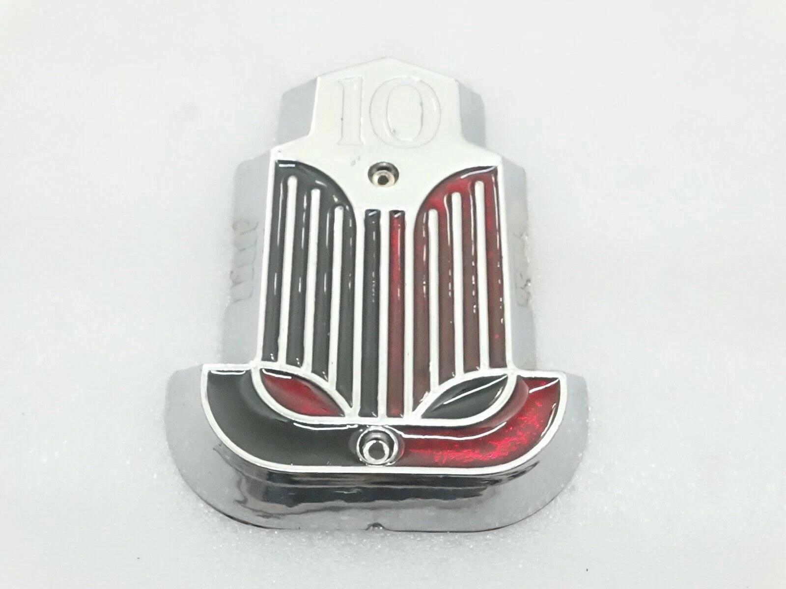 Vintage Standard 10 Car Bonnet Black Chromed PLASTIC Badge/Logo/Emblem