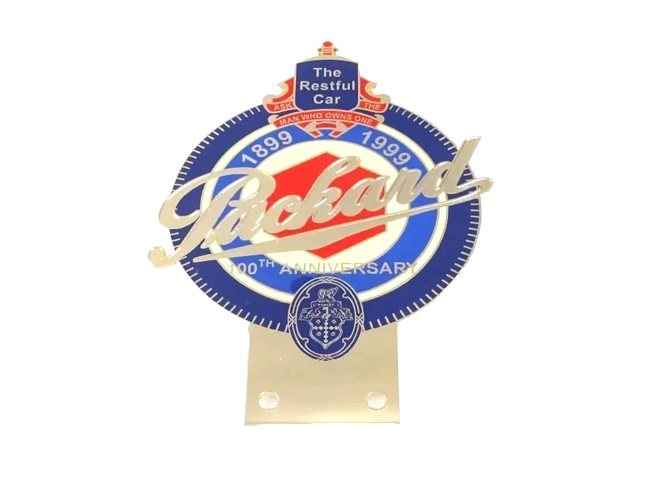 BRASS GOLDEN DECAL BADGE EMBLEM FITS VINTAGE PACKARD 100TH ANNIVERSARY CAR GRILL