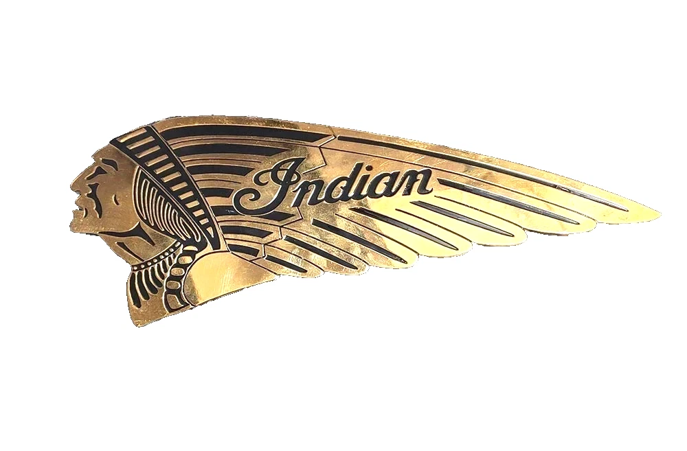 2 X Big Indian Badge Set Indian Chief Scout Motorcycle Plate Brass (REP)