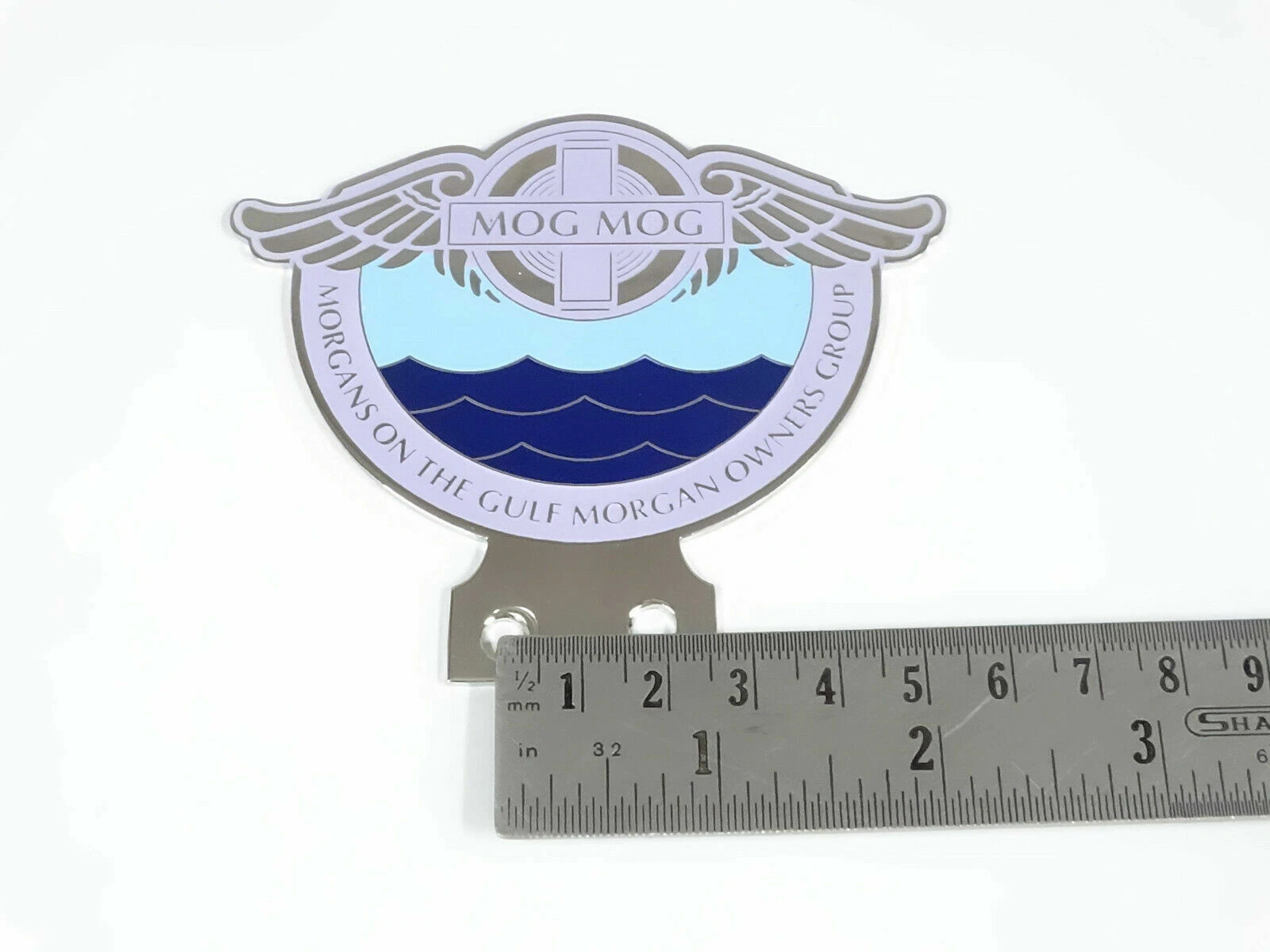 Vintage Car Morgans on the Gulf "MOG MOG" Front Grill Decal Brass Badge