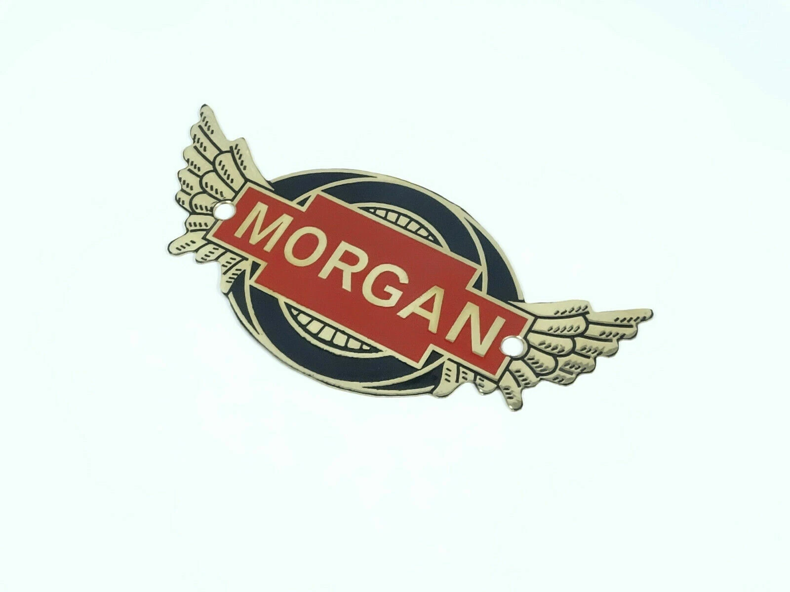 2 X Vintage Car Morgan Flying Bonnet Hood Brass Badge / Emblem Golden Mehroon