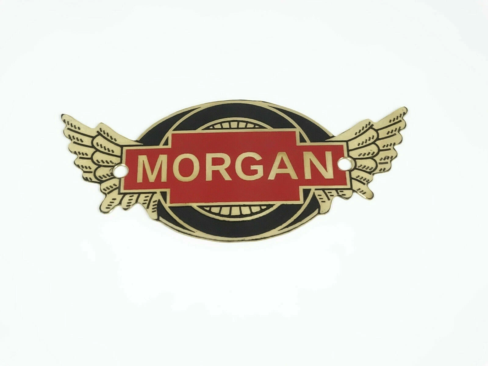 2 X Vintage Car Morgan Flying Bonnet Hood Brass Badge / Emblem Golden Mehroon