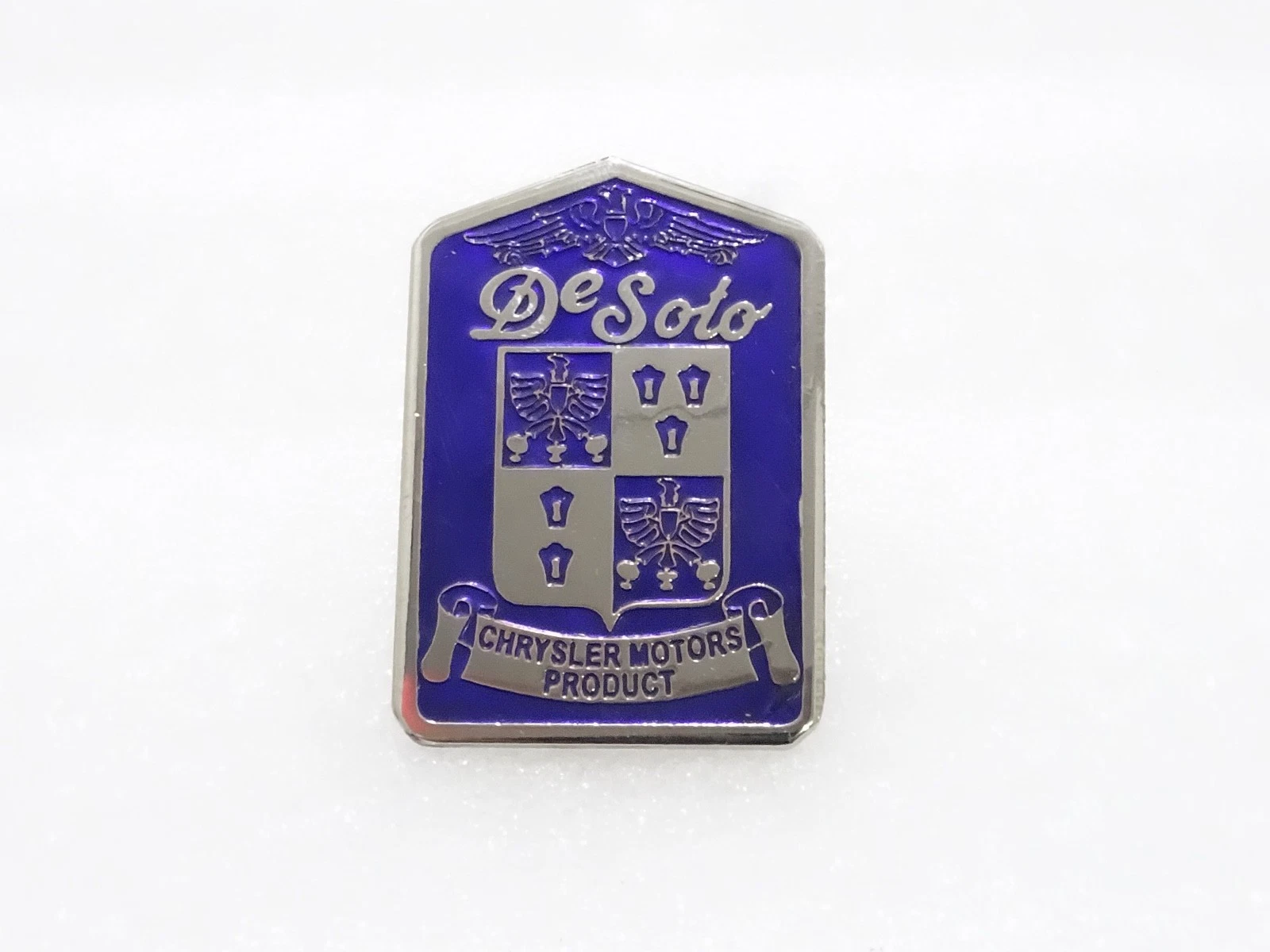BRAND NEW DESOTO CHRYSLER MOTORS BLUE FRONT GRILL BADGE