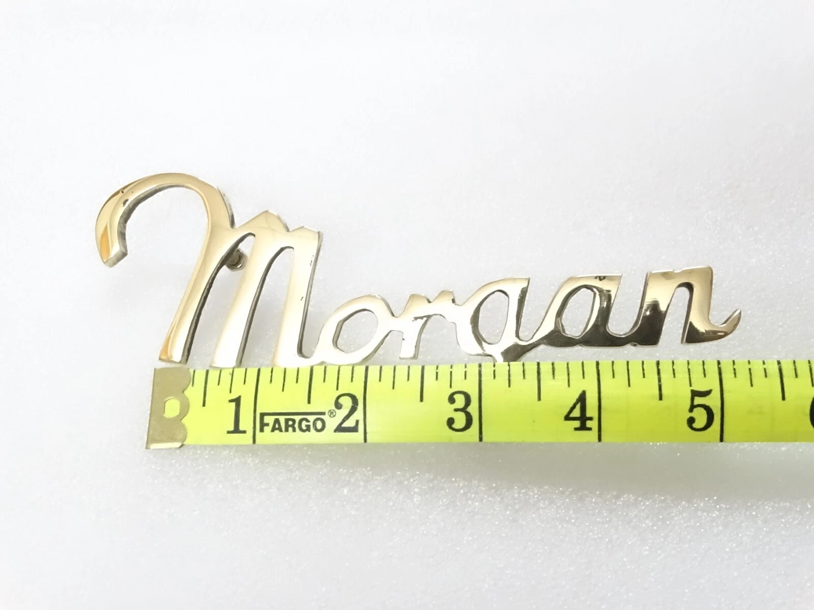 Vintage / Classic Morgan Scripted Brass Badge Emblem #18A8