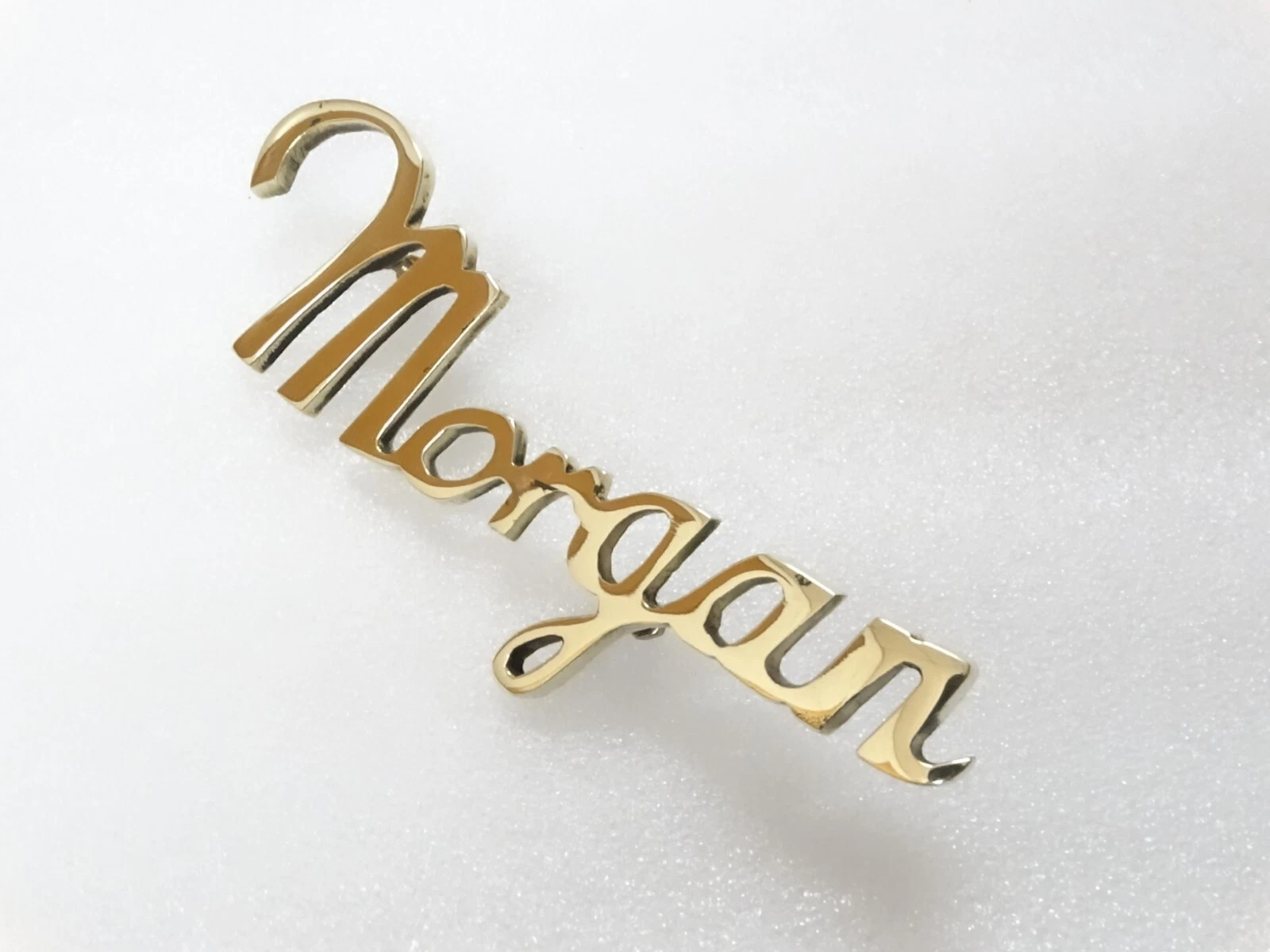 Vintage / Classic Morgan Scripted Brass Badge Emblem #18A8
