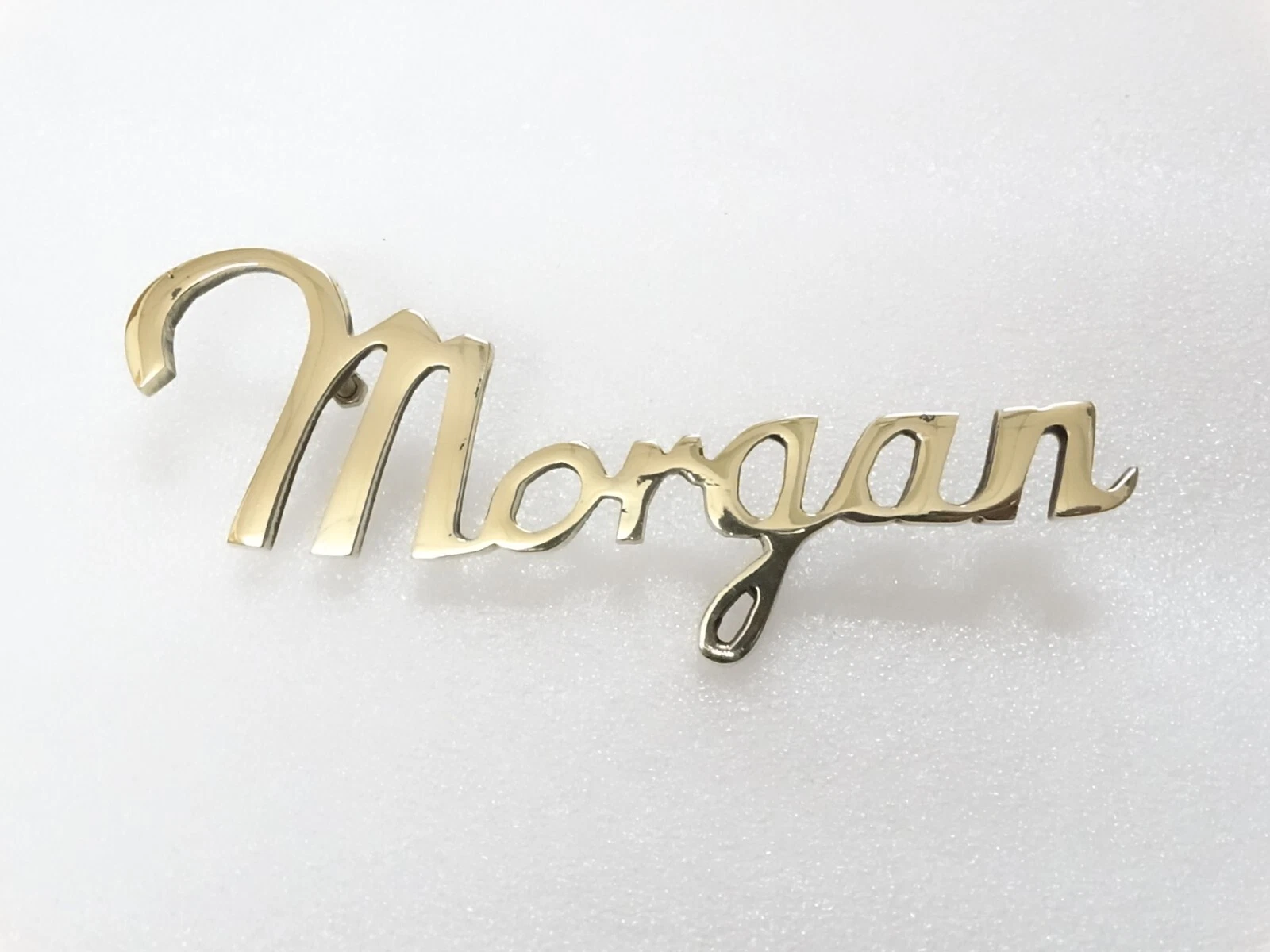 Vintage / Classic Morgan Scripted Brass Badge Emblem #18A8