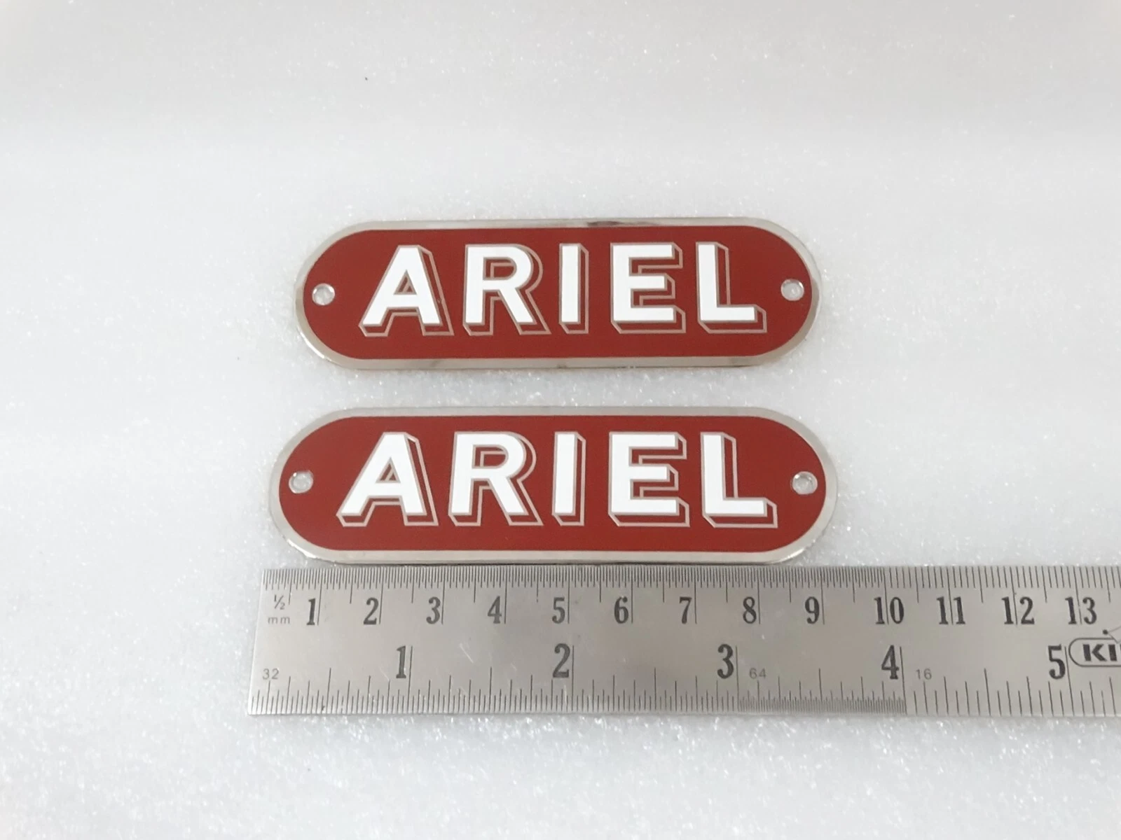 SET OF FUEL TANK'S RED DECAL BADGES MONOGRAM FITS TO VINTAGE ARIEL MOTORCYCLES