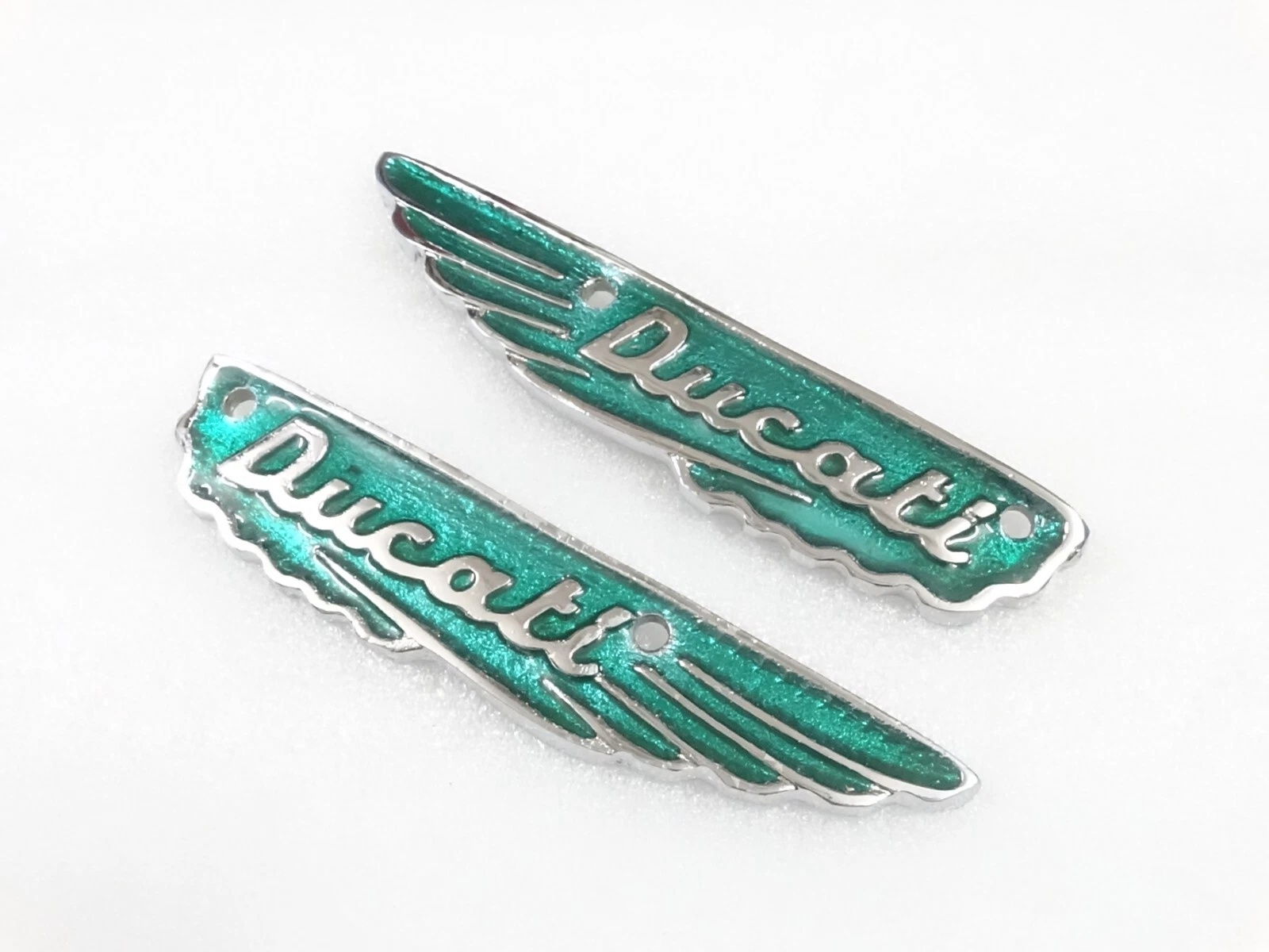 GREEN ALLOY BADGES EMBLEM MONOGRAM FITS VINTAGE DUCATI SCRAMBLER FUEL TANK #V199