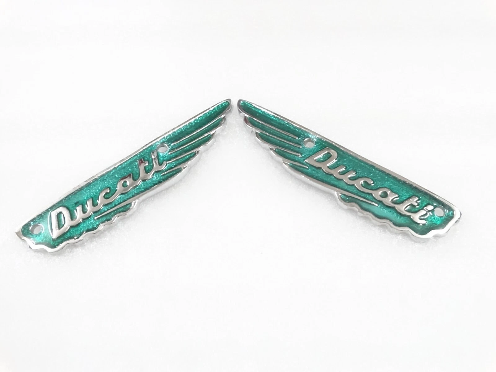 GREEN ALLOY BADGES EMBLEM MONOGRAM FITS VINTAGE DUCATI SCRAMBLER FUEL TANK #V199