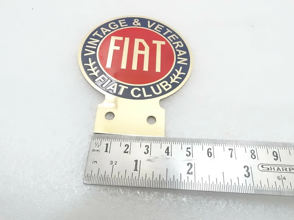 Vintage Fiat Car Club Brass Badge/Logo/Emblem