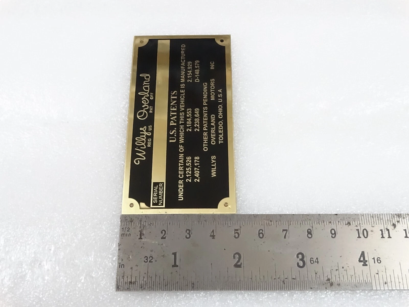 Brass Data Plate Station Wagon Pickup ID Tag For Willys CJ3A 3B M38M38A1 M170