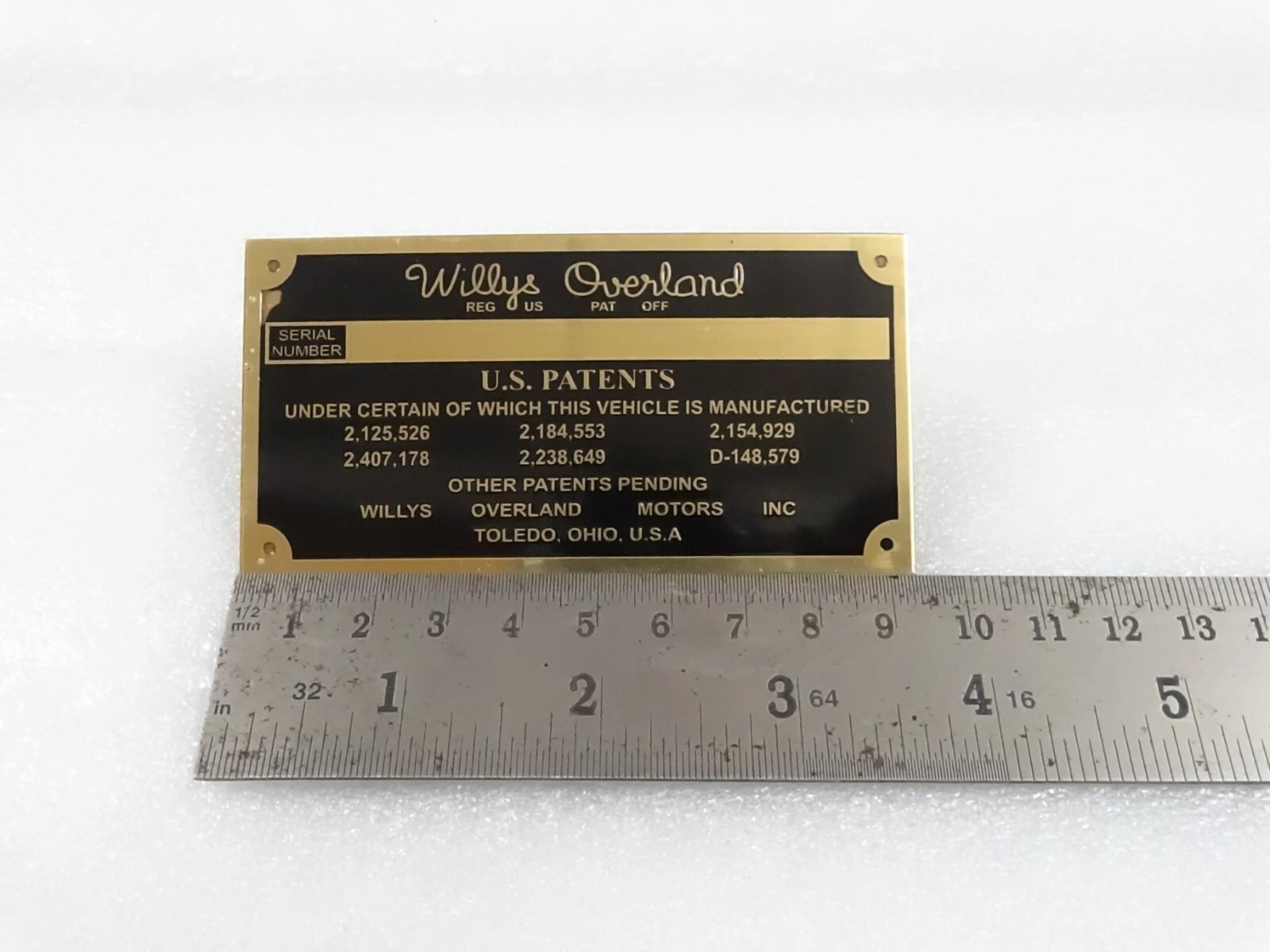Brass Data Plate Station Wagon Pickup ID Tag For Willys CJ3A 3B M38M38A1 M170