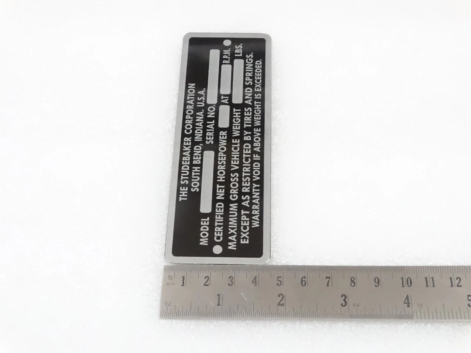 DATA PLATE FITS TO VINTAGE STUDEBAKER MODEL 1946-49 #V214-7