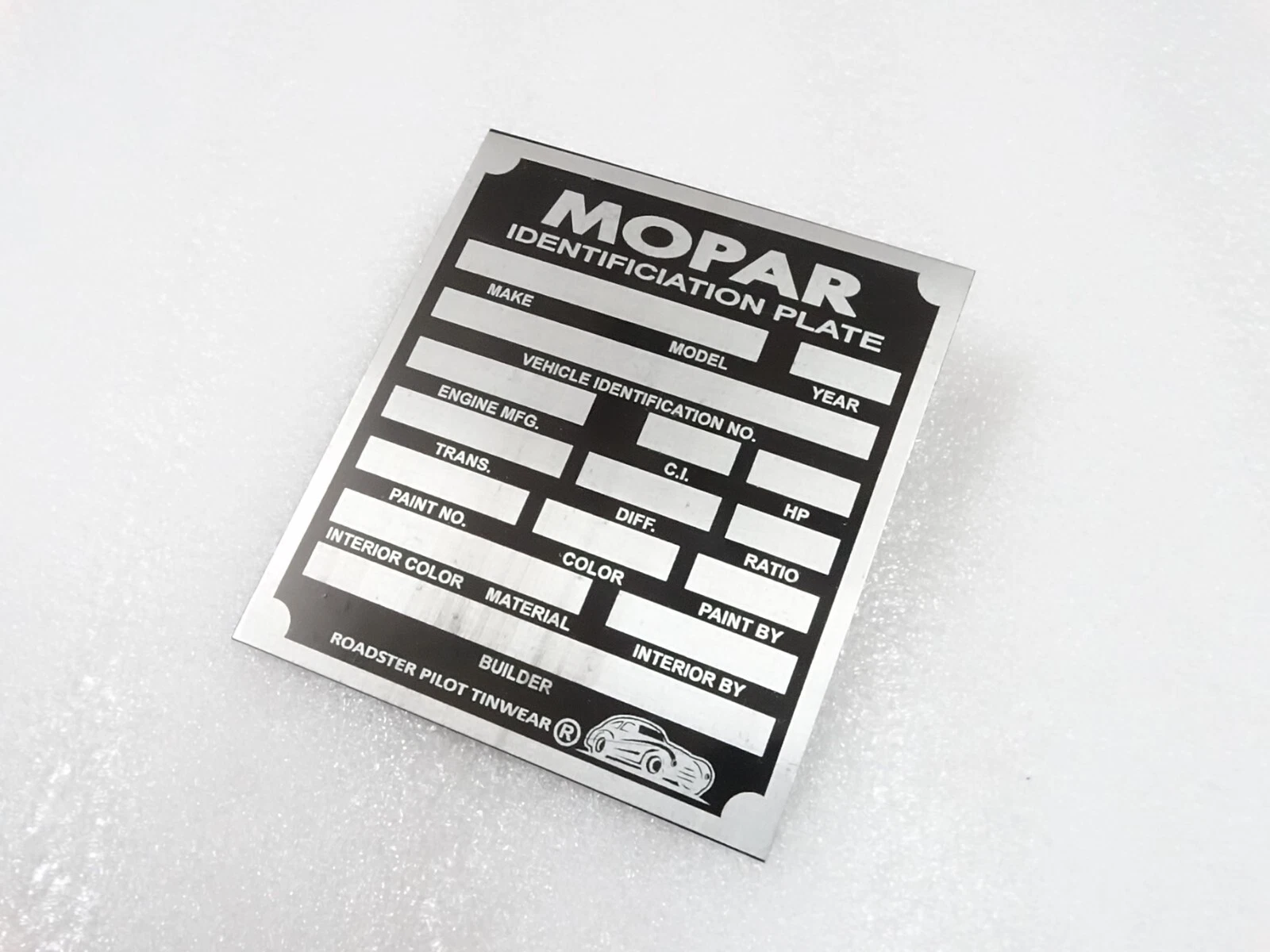 DATA PLATE FITS TO VINTAGE MOPAR BLANK PLATE #V225-7