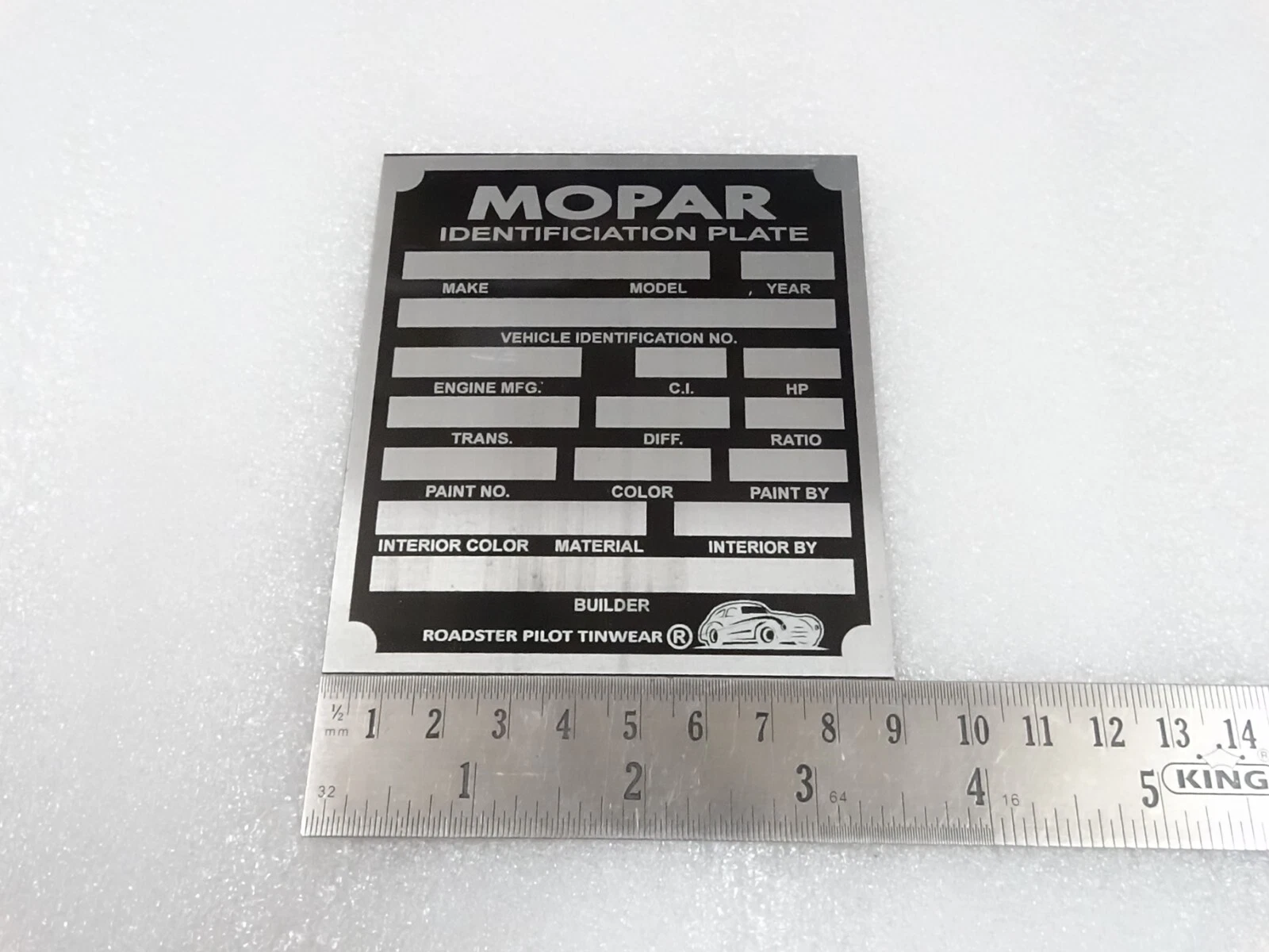 DATA PLATE FITS TO VINTAGE MOPAR BLANK PLATE #V225-7