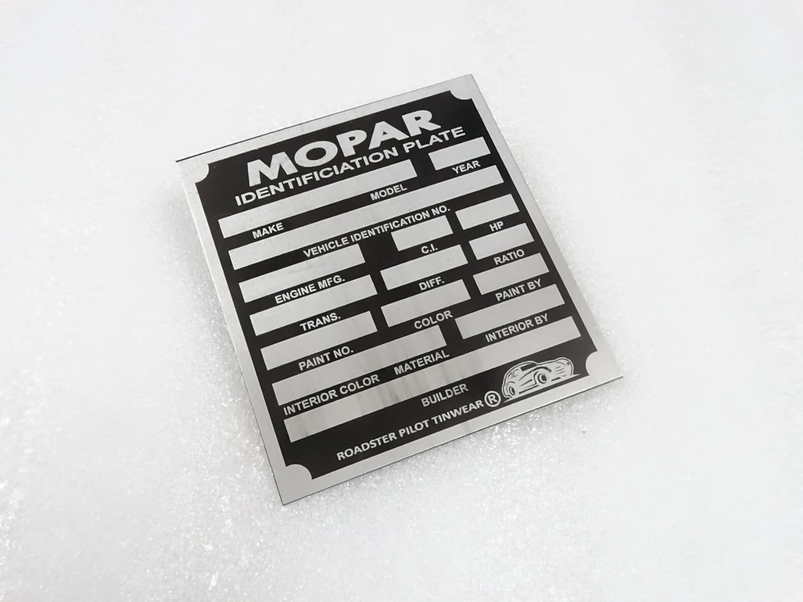 DATA PLATE FITS TO VINTAGE MOPAR BLANK PLATE #V225-7