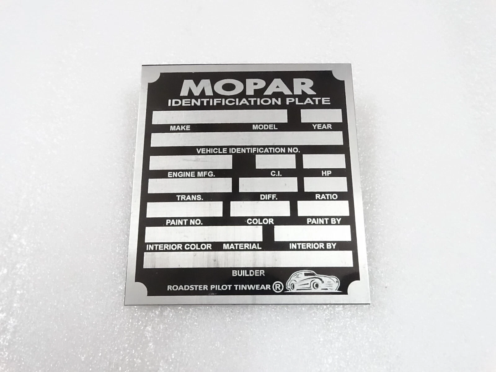 DATA PLATE FITS TO VINTAGE MOPAR BLANK PLATE #V225-7