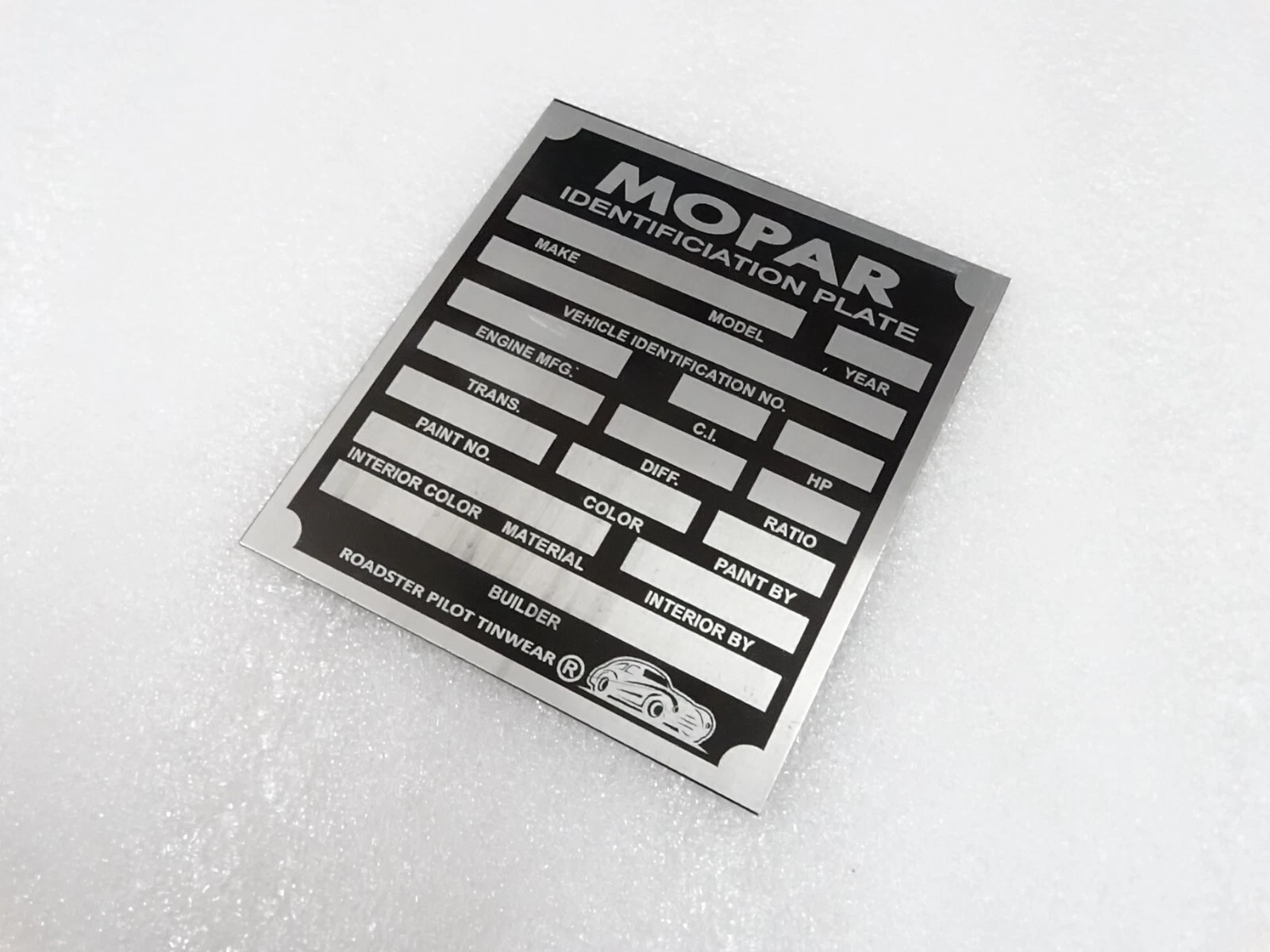 DATA PLATE FITS TO VINTAGE MOPAR BLANK PLATE #V225-7