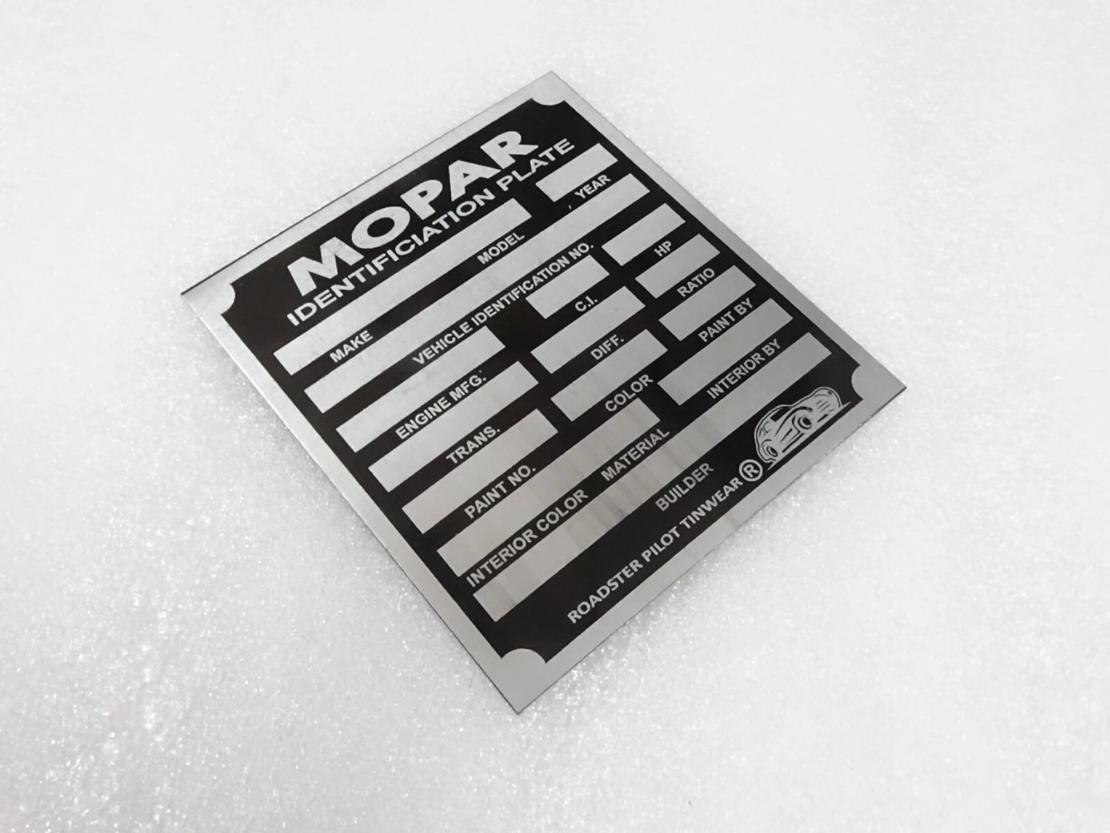 DATA PLATE FITS TO VINTAGE MOPAR BLANK PLATE #V225-7