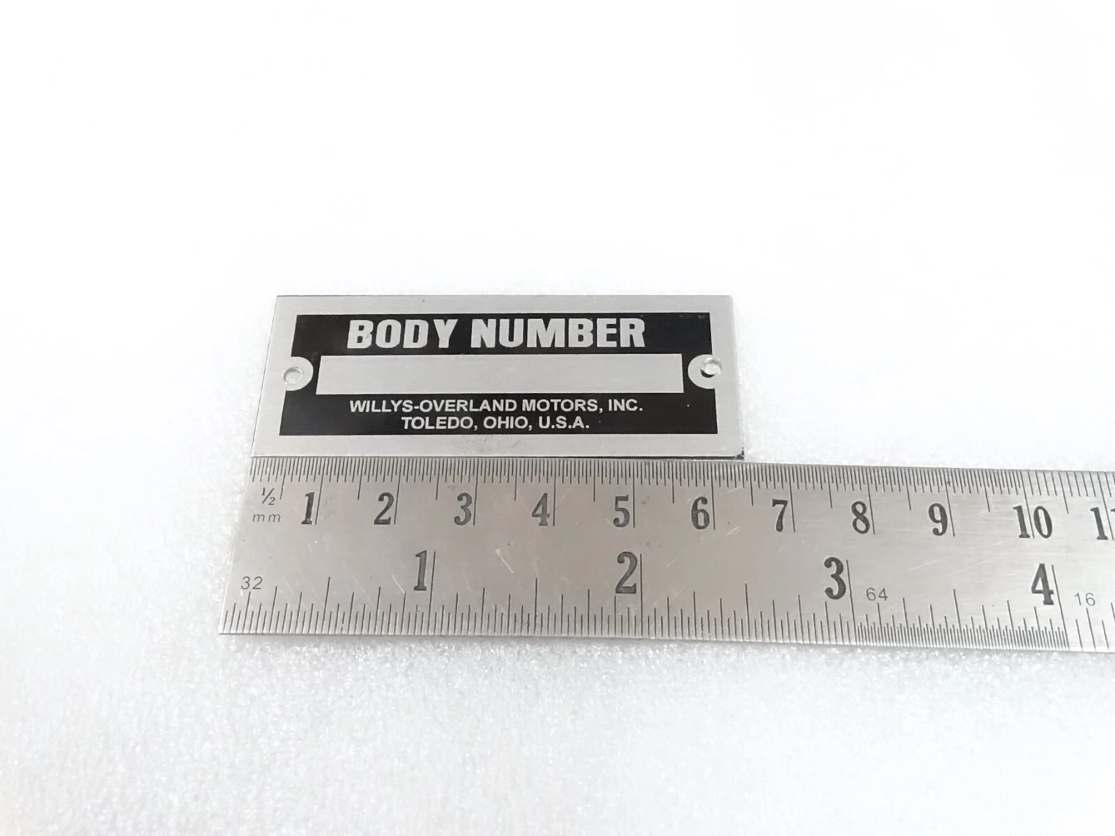 DATA PLATE FOR WILLYS OVERLAND MOTORS OHIO USA #V308-8