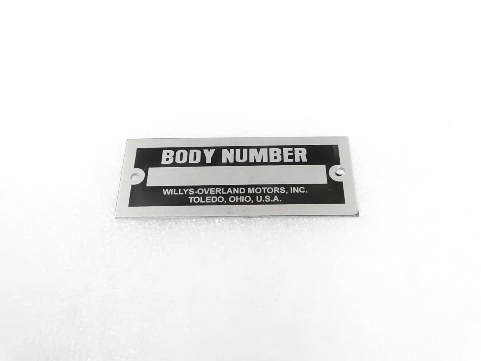 DATA PLATE FOR WILLYS OVERLAND MOTORS OHIO USA #V308-8