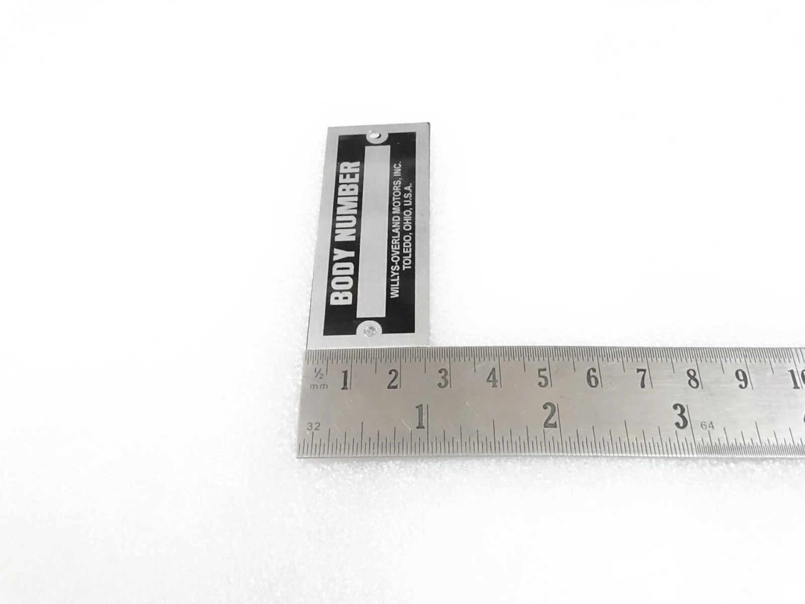 DATA PLATE FOR WILLYS OVERLAND MOTORS OHIO USA #V308-8