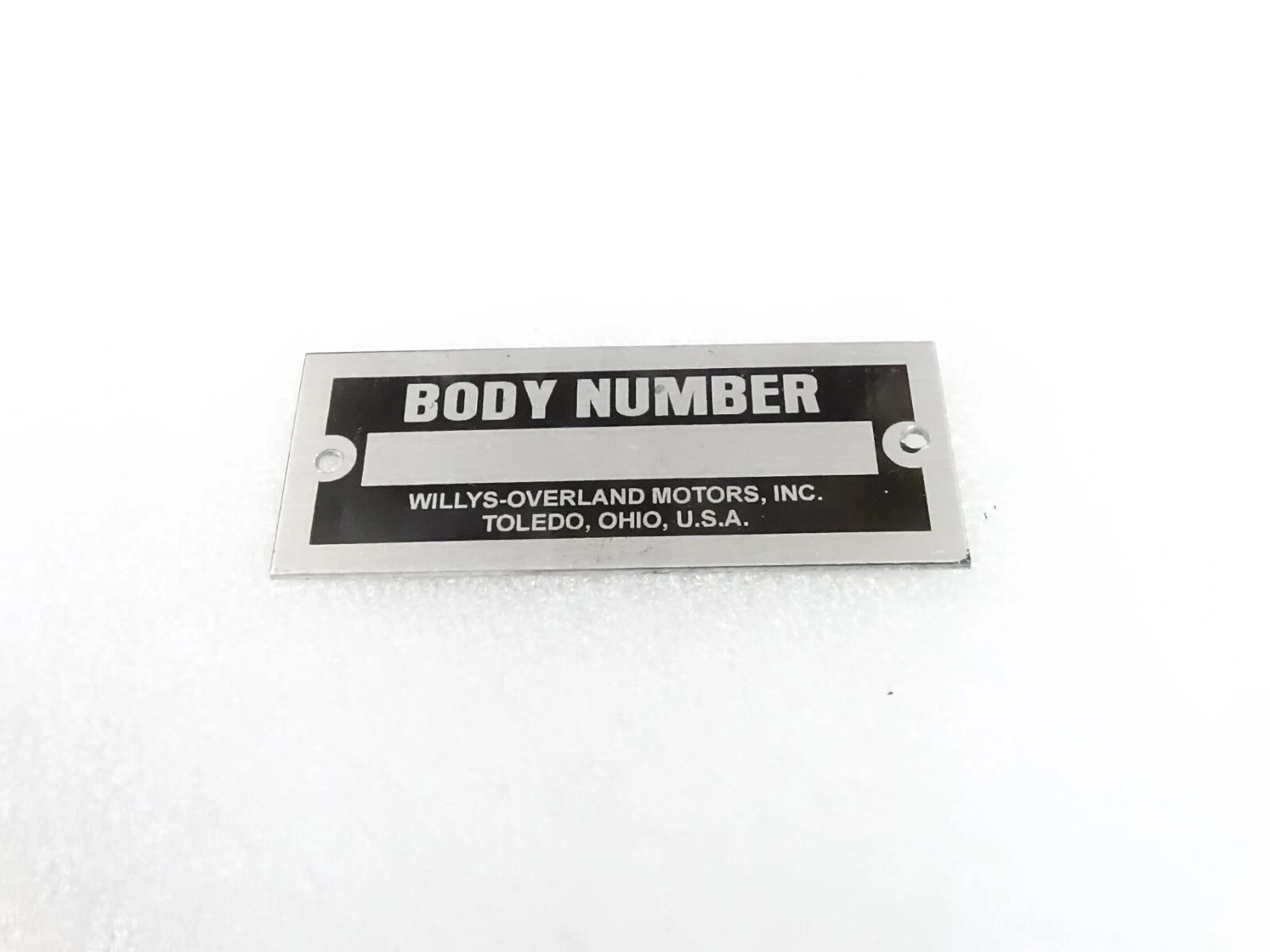 DATA PLATE FOR WILLYS OVERLAND MOTORS OHIO USA #V308-8