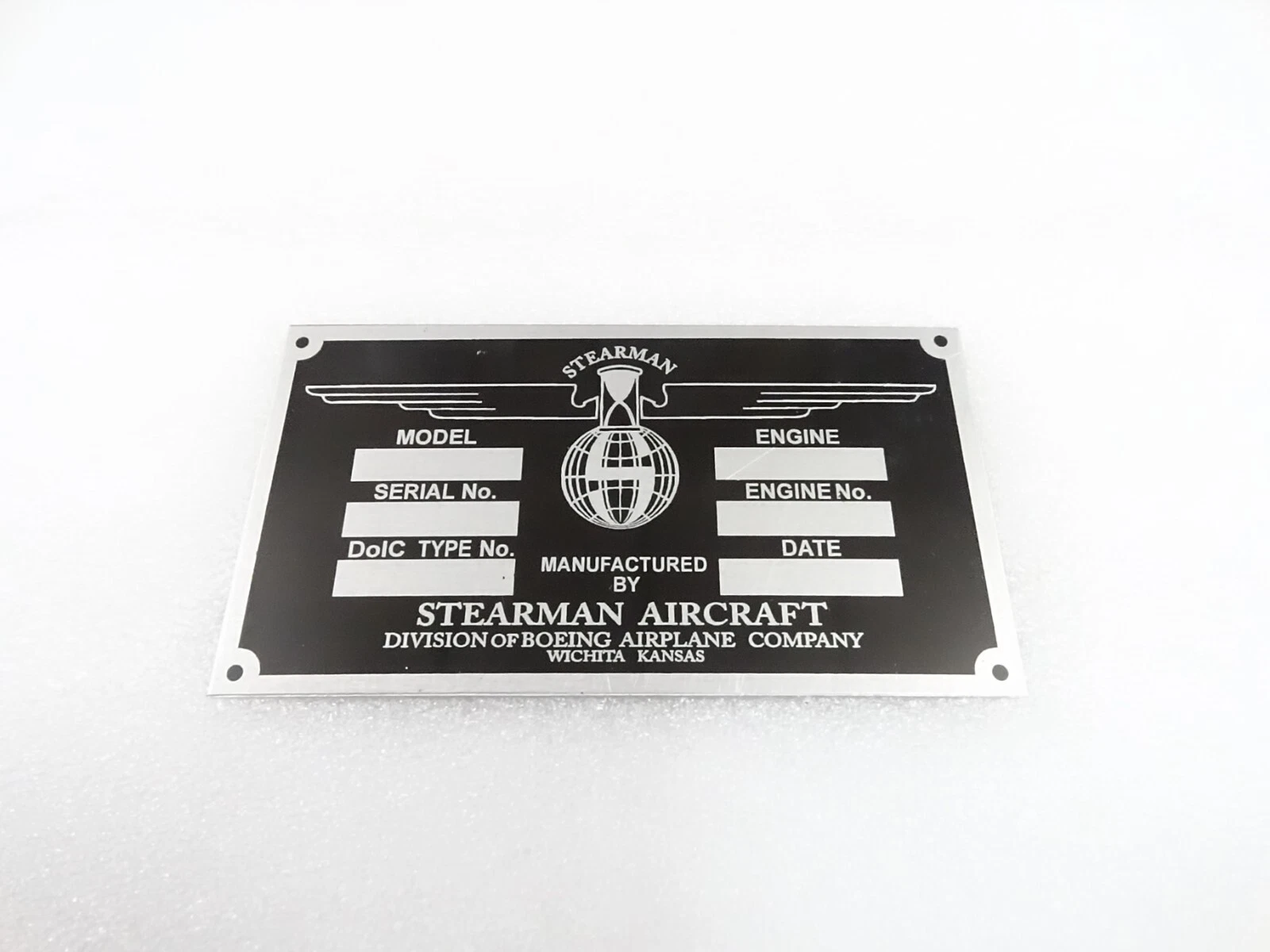 DATA PLATE FITS TO BOEING STEARMAN AIRCRAFT #V332-8