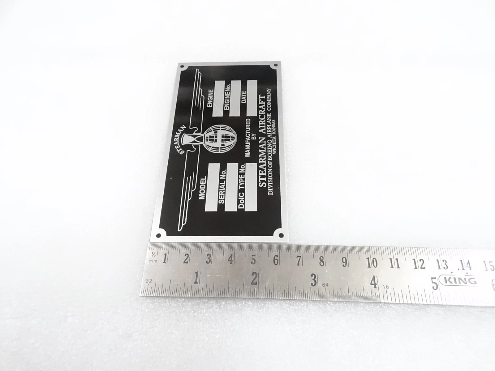 DATA PLATE FITS TO BOEING STEARMAN AIRCRAFT #V332-8