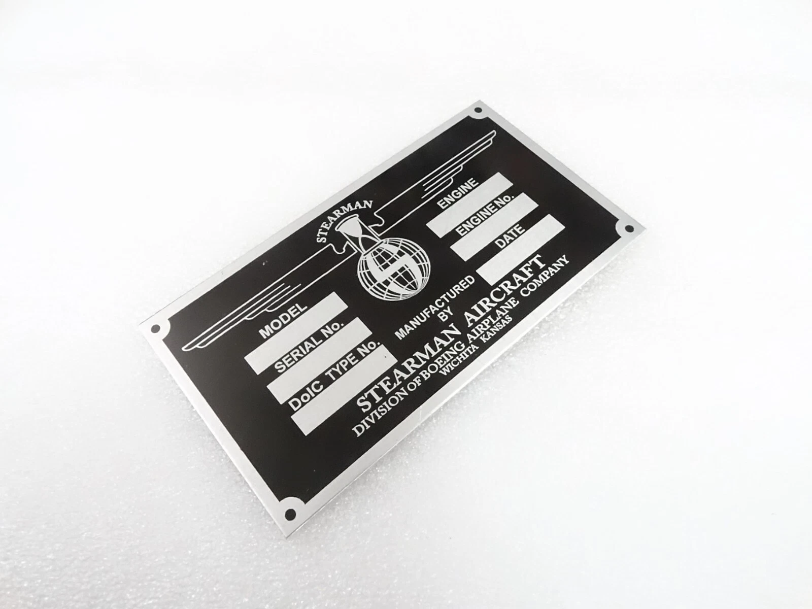 DATA PLATE FITS TO BOEING STEARMAN AIRCRAFT #V332-8