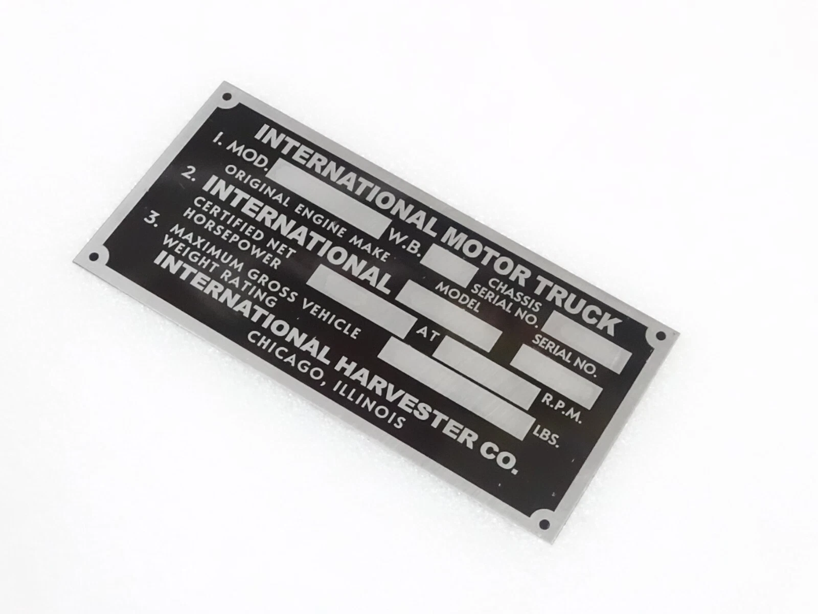 DATA PLATE FITS TO INTERNATIONAL HARVESTER R-SERIES TRUCK 1953 #V339-8