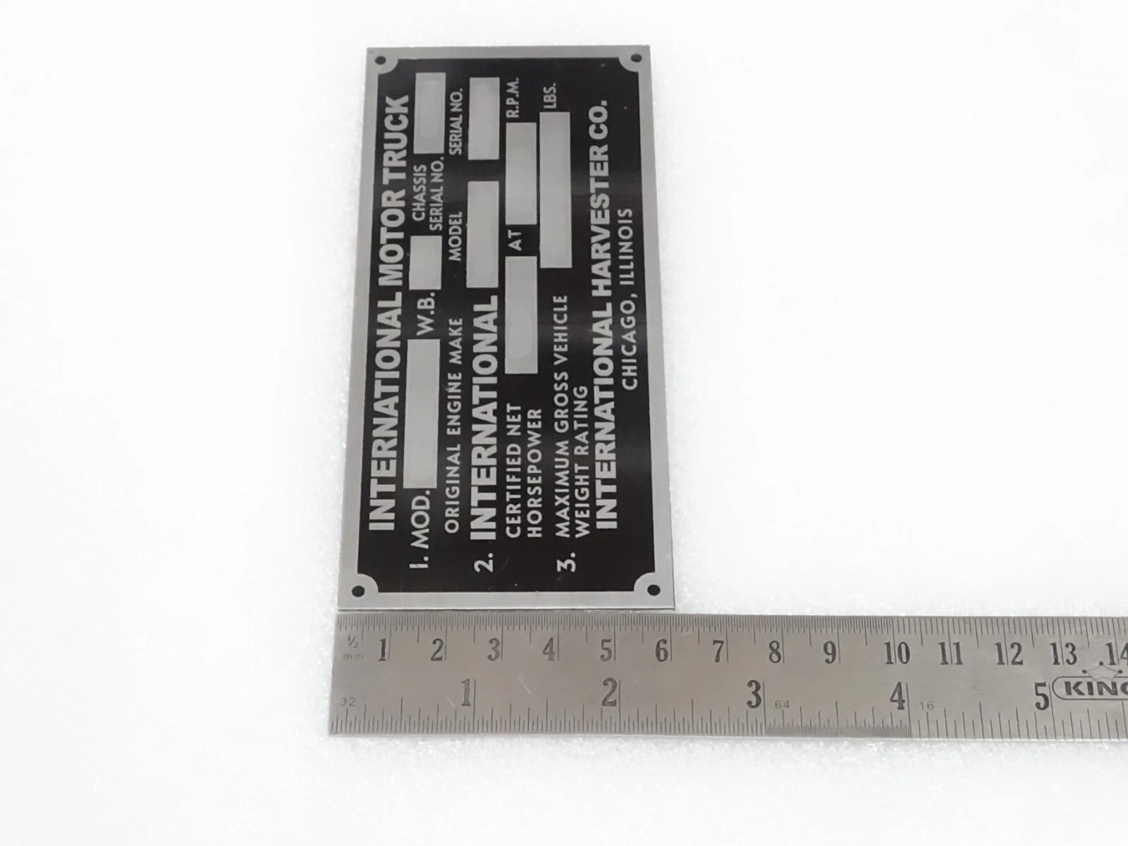 DATA PLATE FITS TO INTERNATIONAL HARVESTER R-SERIES TRUCK 1953 #V339-8