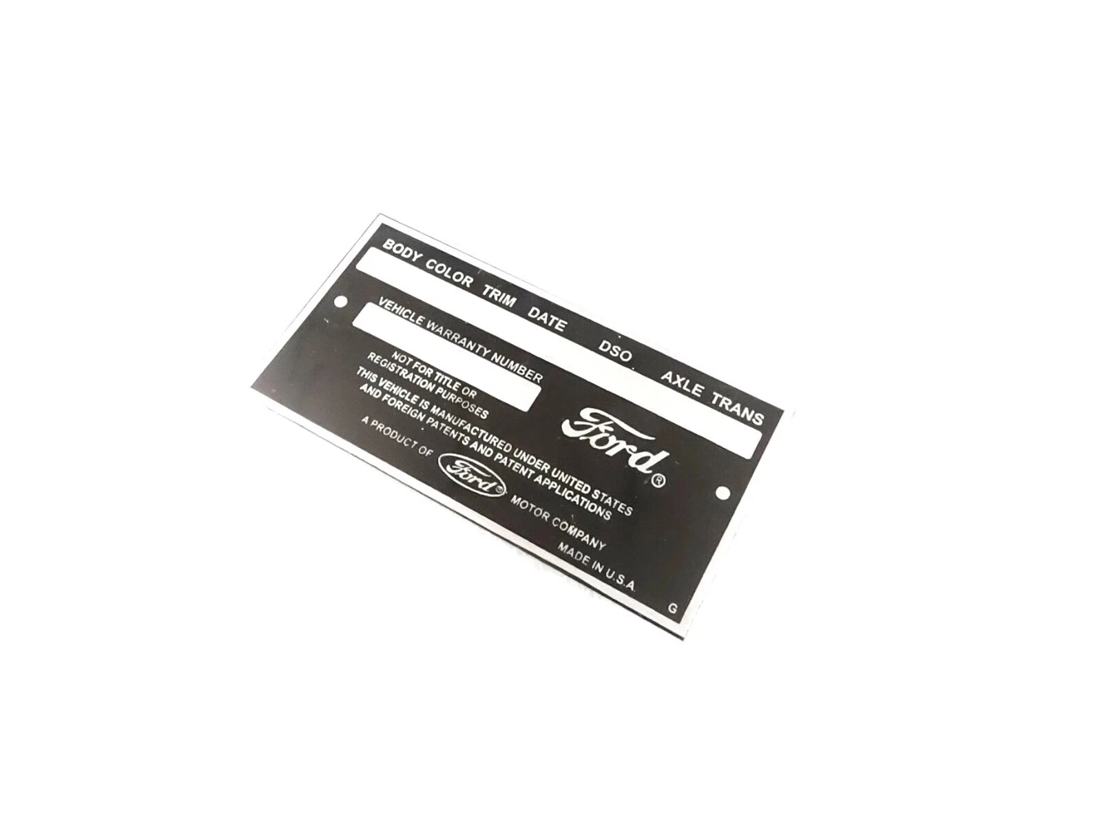 DATA PLATE FITS TO VINTAGE CLASSIC FORD FALCON RANCHERO 1960'S #V404-8