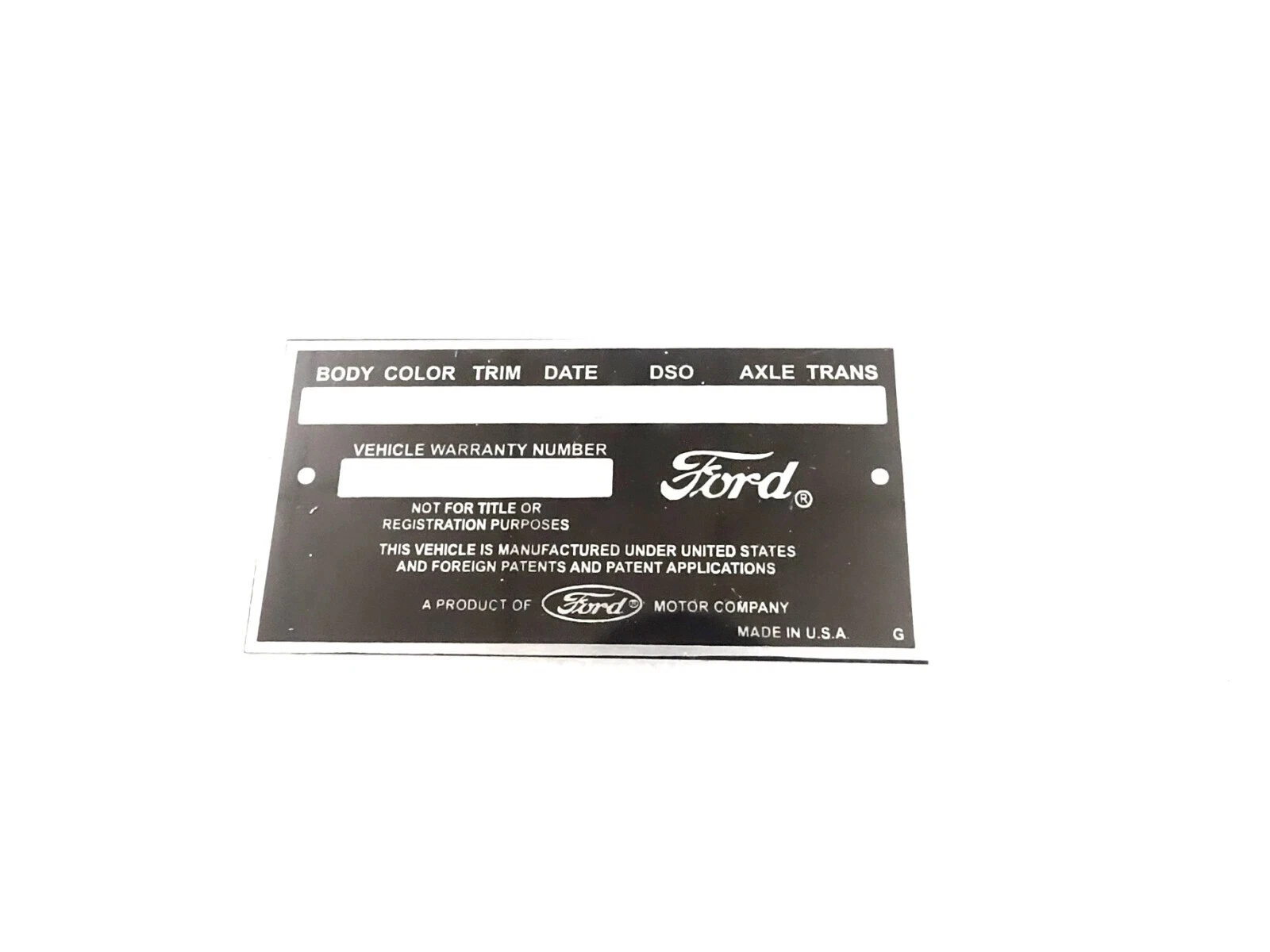 DATA PLATE FITS TO VINTAGE CLASSIC FORD FALCON RANCHERO 1960'S #V404-8