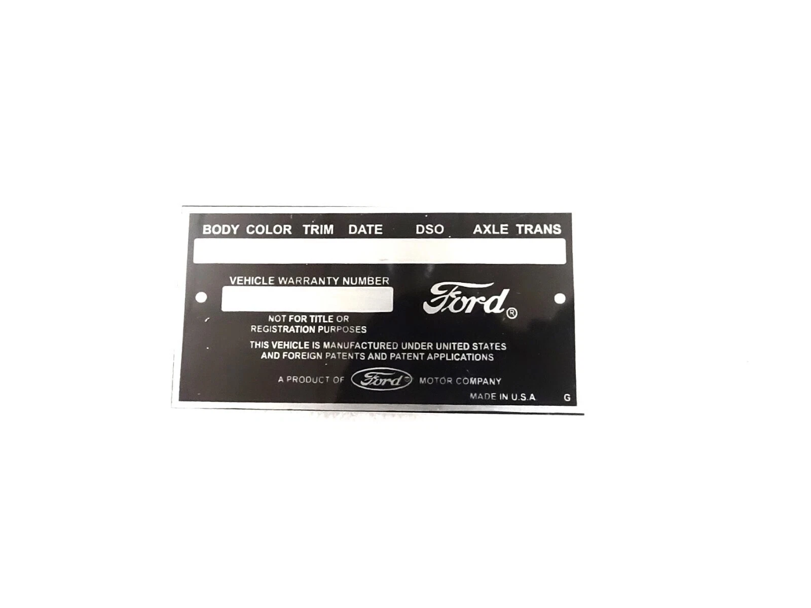 DATA PLATE FITS TO VINTAGE CLASSIC FORD FALCON RANCHERO 1960'S #V404-8