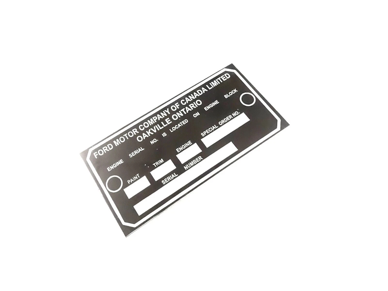 DATA PLATE FITS TO VINTAGE CLASSIC FORD MERCURY CANADA OAKVILLE ONTARIO MONTEREY